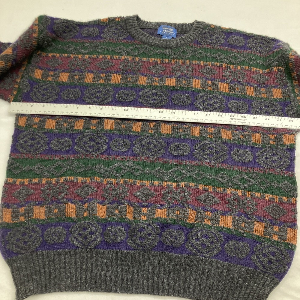 Vintage Cambridge Classics Pullover Geometric Knit Sweatshirt Men's Size Large - Picture 5 of 7